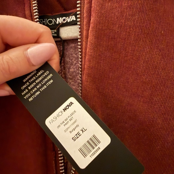 Fashion Nova Burgundy Cropped Hoodie - Picture 4 of 5